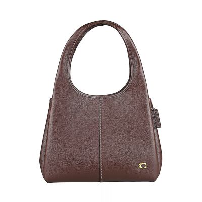 COACH 小牛皮Lana系列皮革鋼印字LOGO磁釦式肩背包(楓木棕)
