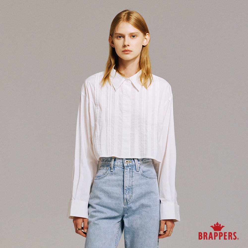 BRAPPERS 女款 法式門襟褶飾襯衫-白