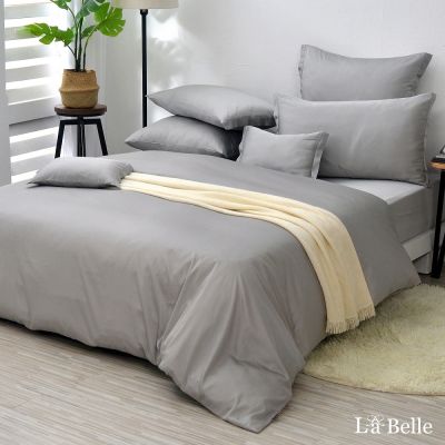 【Great Living格蕾寢飾】La Belle 翩翩絮羽-炊煙灰 雙人天絲棉四件式被套床包組