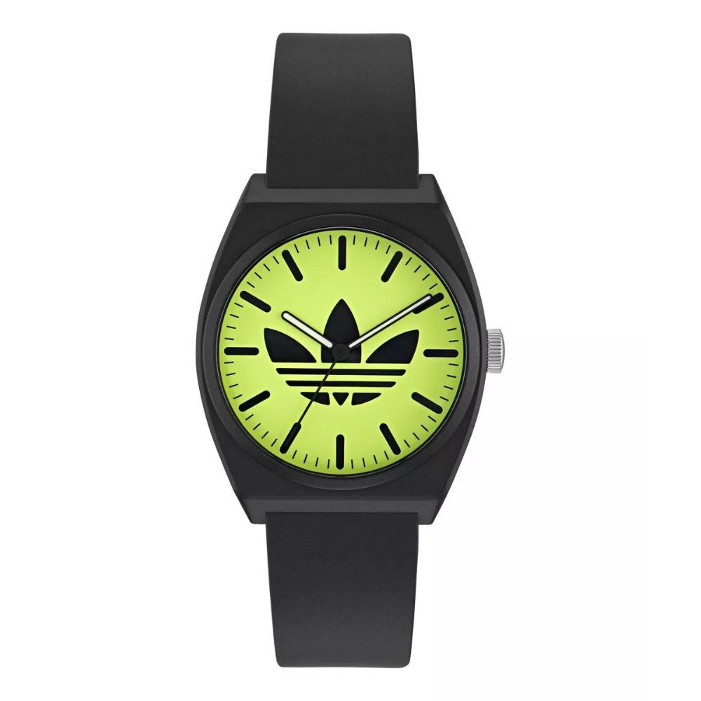 ADIDAS 愛迪達 Project Two 樹脂錶帶_AOST25549_黑X螢光黃_38mm