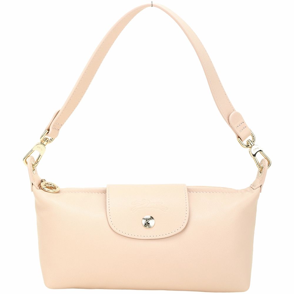 LONGCHAMP Le Pliage Xtra S 奔馬烙印壓紋羊皮手提 肩背包(奶油粉)