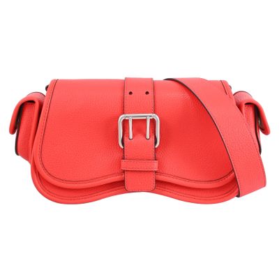 COACH Coachtopia 波浪造型荔枝皮革斜背包/工裝包(紅)