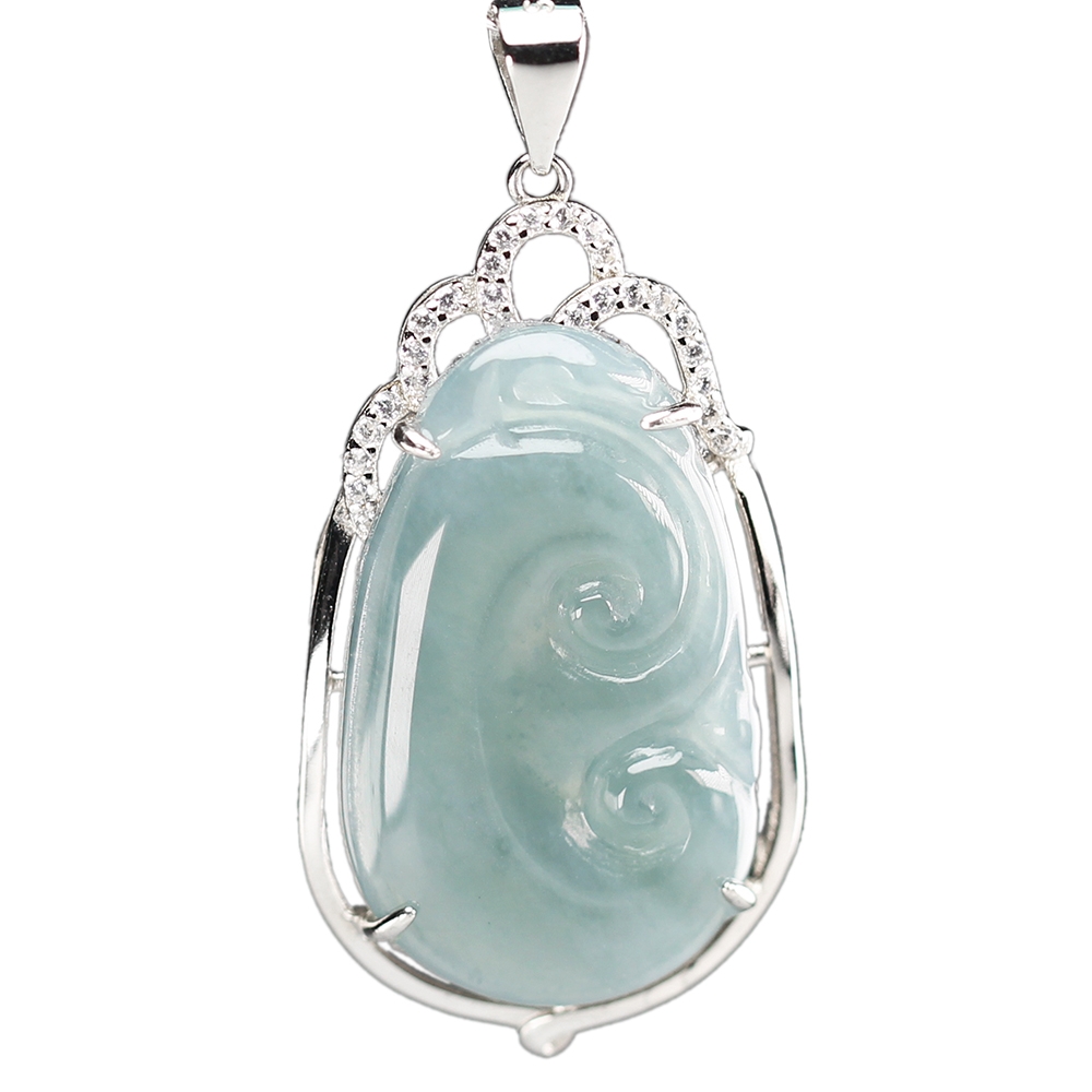 漢石齋】天然A貨冰種藍水翡翠如意玉佩吊墜(18*33*6mm) | 漢石齋| Yahoo