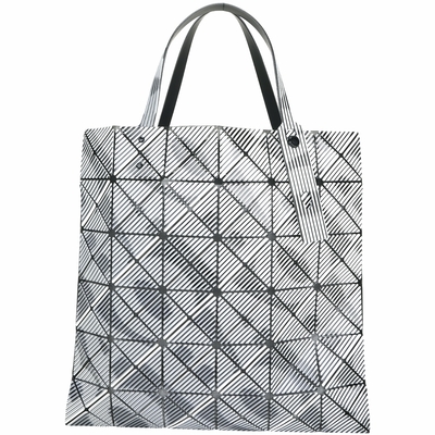 ISSEY MIYAKE 三宅一生 BAOBAO BEAM 6x6 立體線條亮面幾何手提托特包(漸層灰)
