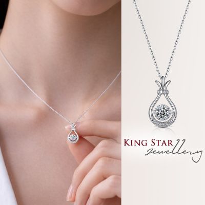 King Star 30分 D VS 3EX天然鑽石項鍊 閃耀靈動跳舞 瓶中精靈 (八心八箭 完美車工)