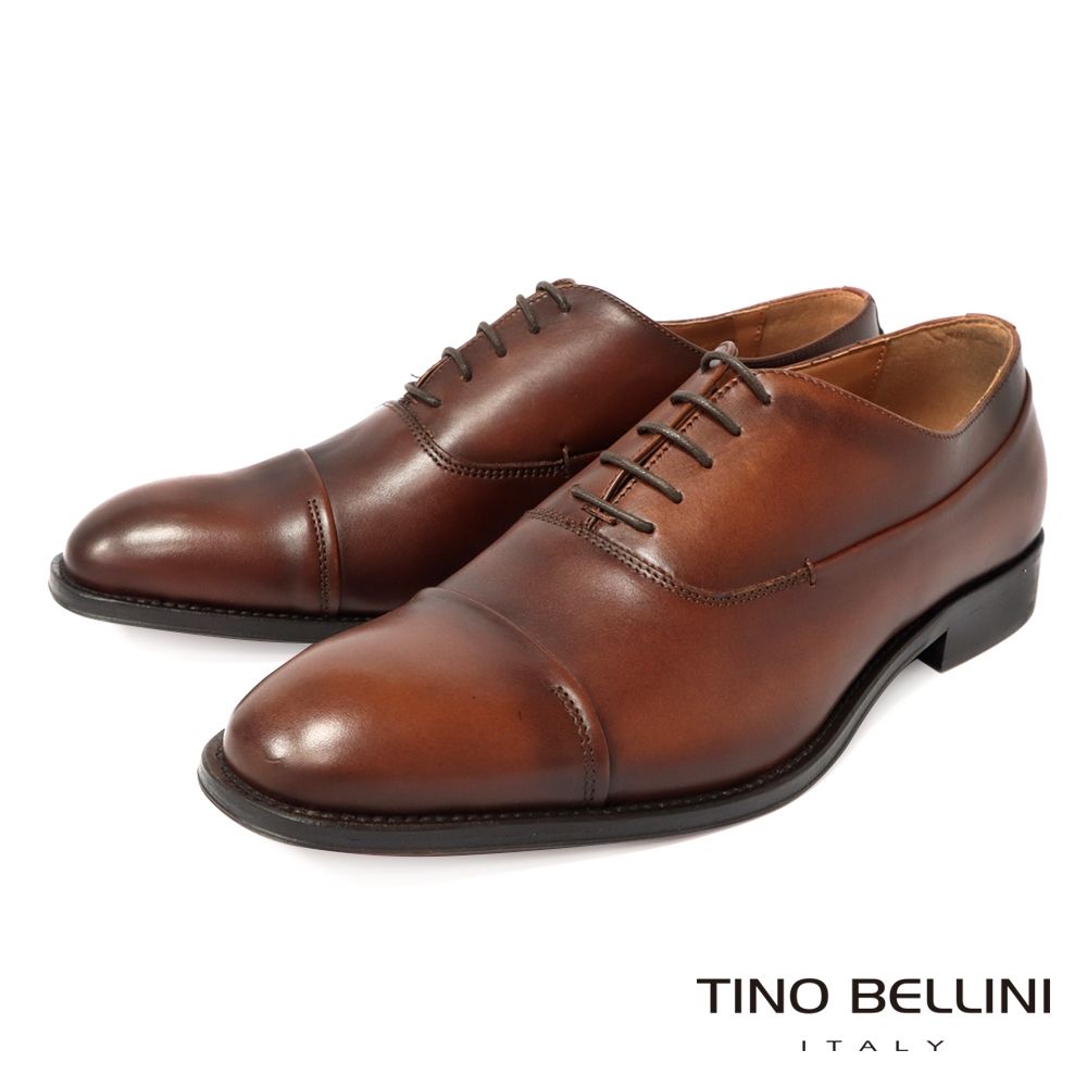 TINO BELLINI 貝里尼時尚型男擦色綁帶紳士鞋HM2T037-9(咖啡色)