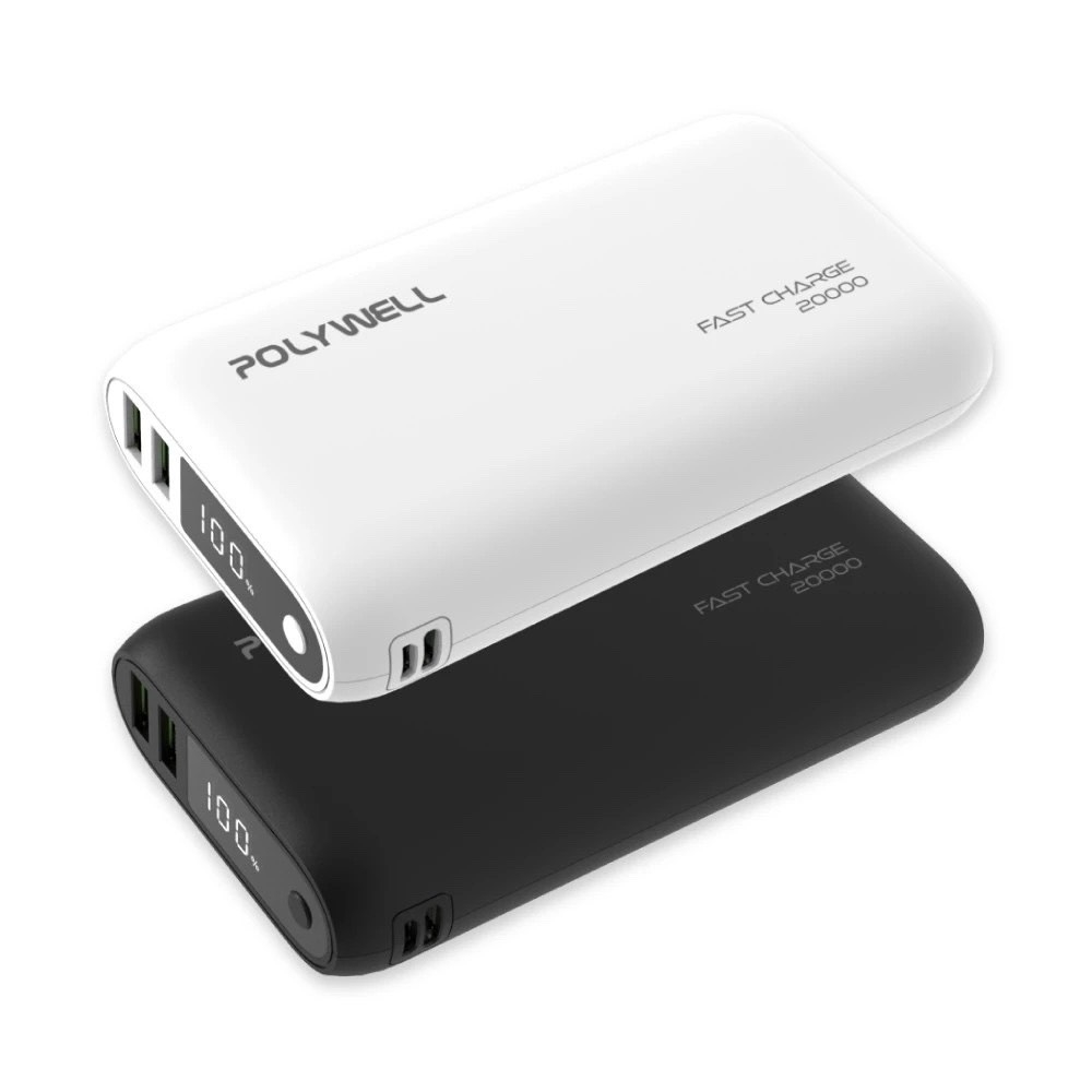 POLYWELL 雙向快充行動電源 20000mAh 18W 雙USB Type-C 多設備同時充電 | 支援筆電/Switch ...
