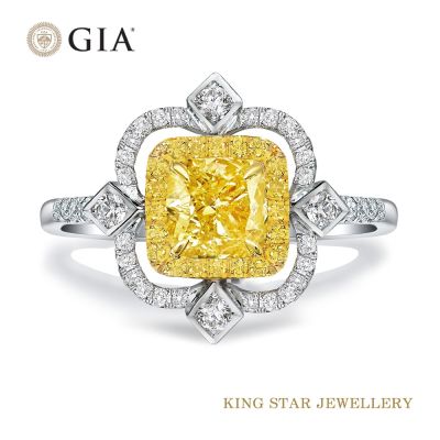 GIA 1克拉18K 黃彩鑽戒