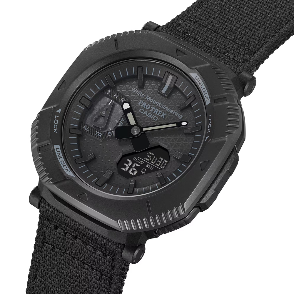 CASIO 卡西歐PRO TREK x White Mountaineering聯名太陽能藍芽雙顯錶PRJ