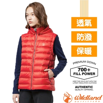 【荒野 WildLand】女 700FP可回溯羽絨背心 0A82171-139 海棠紅