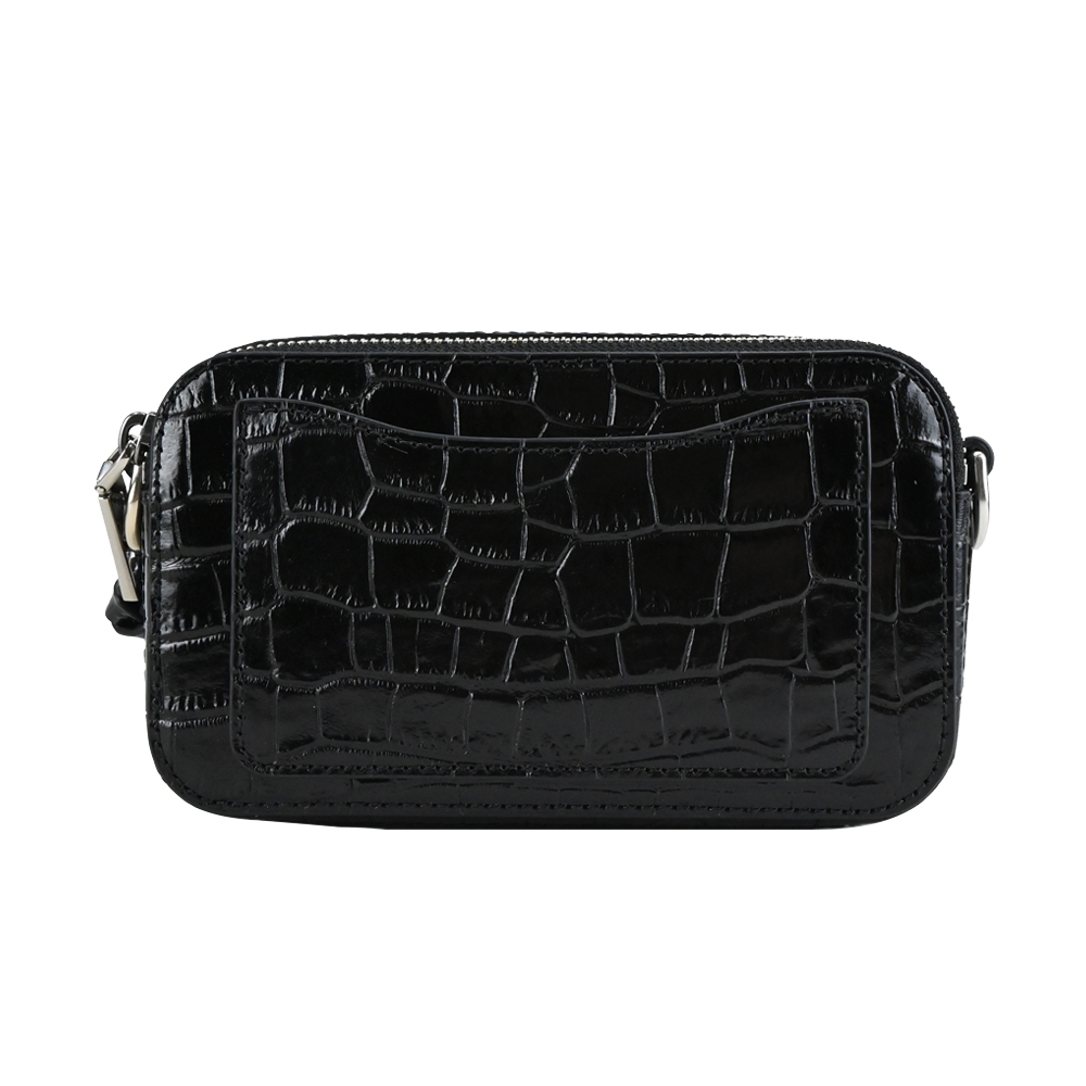 MARC JACOBS THE CROC-EMBOSSED SNAPSHOT鱷魚紋鎖鏈雙層斜背/相機包-黑
