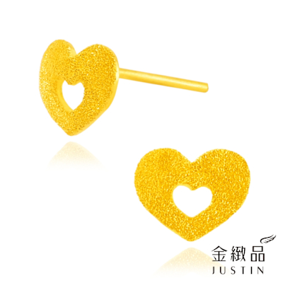 金緻品 黃金耳環 拂紗愛心 0.33錢