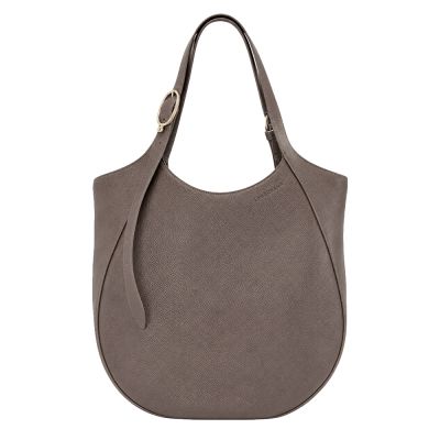 LONGCHAMP LE FOULONNÉ系列牛皮簡約圓弧肩背包(特大/駝灰)