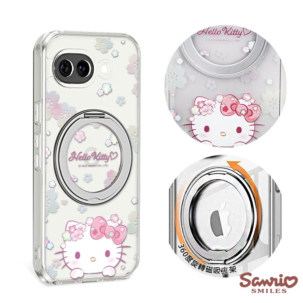三麗鷗 Google Pixel 10a/Sony Xperia 1 VIII 精孔鏡頭保護360磁吸立架殼-櫻花凱蒂