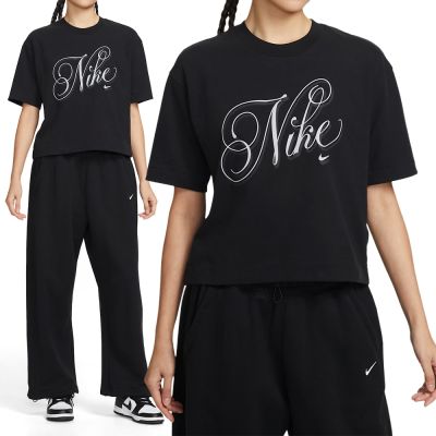 Nike As W Nsw Ss Tee Boxy Script 短袖 女款 黑色 寬鬆 T恤 IH7608-010