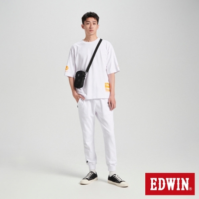 EDWIN 男裝 橘標 寬版橘印花短袖T恤-白色