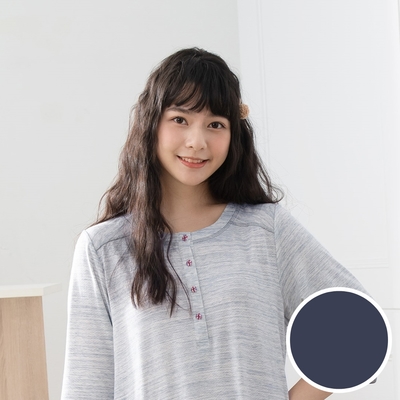 華歌爾睡衣-仕女系列 M-L透氣針織布七分袖洋裝(復古藍) LWZ24221BU