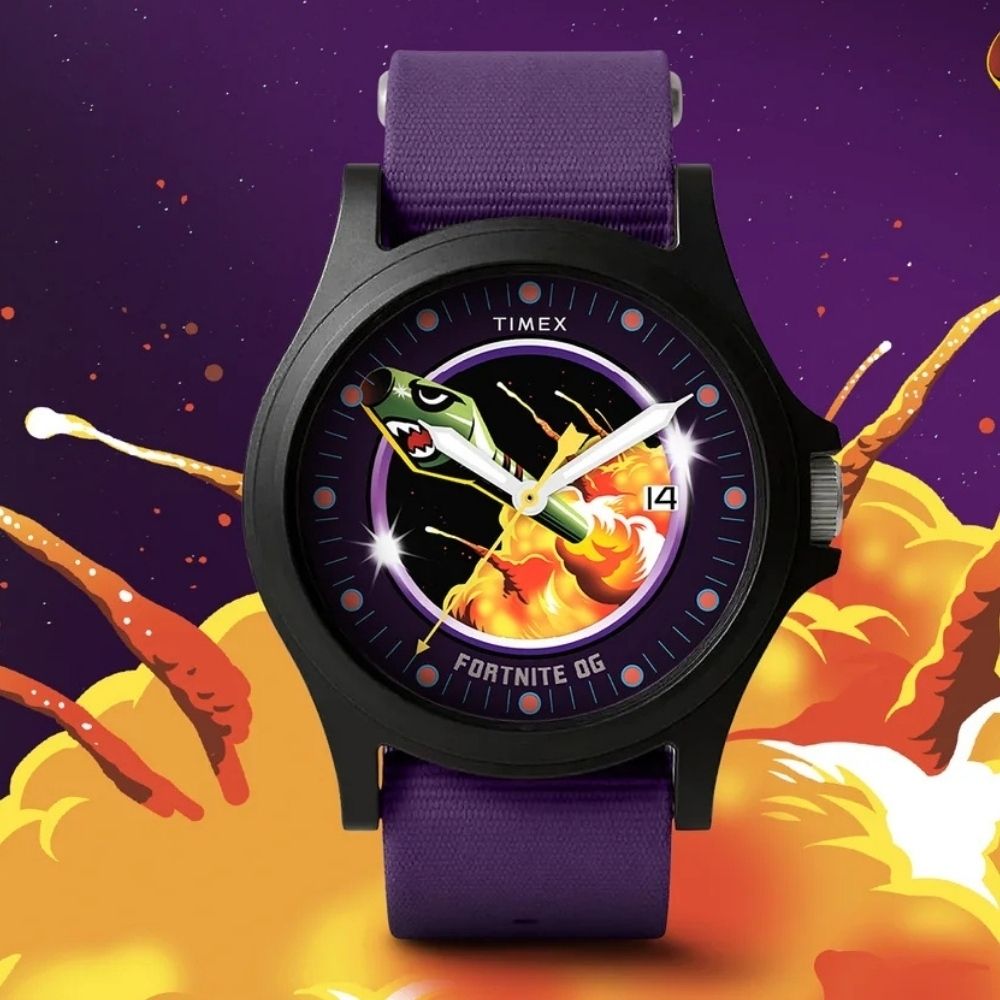 TIMEX 天美時 Fortnite 要塞英雄聯名 40毫米 織物錶帶腕錶(紫 TXTW2Y46300)