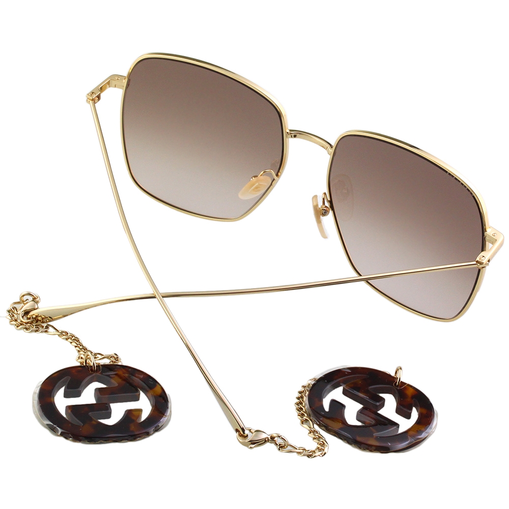 GUCCI迷鏈系列眼鏡鏈太陽眼鏡(金色)GG1031S | 太陽眼鏡/墨鏡