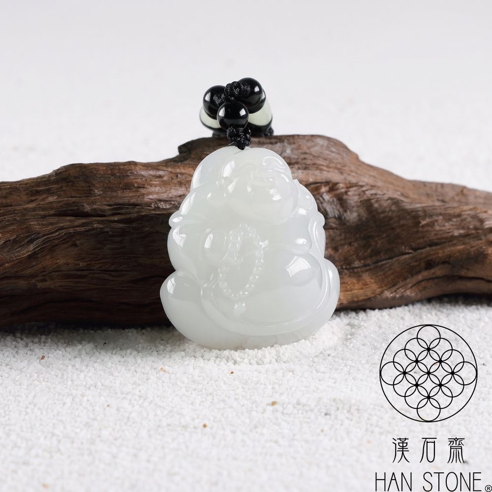 漢石齋】天然和田玉彌勒佛玉佩吊墜羊脂白玉(38*39*20mm) | 漢石齋
