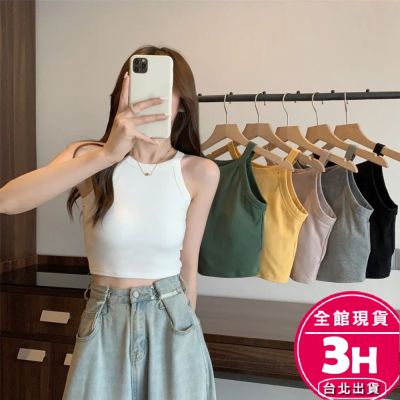 【梨卡】隔日到貨 女裝 背心 上衣【帶胸墊】Bratop 掛脖背心 韓版背心 簡約上衣 無袖背心GA616【現貨24H】