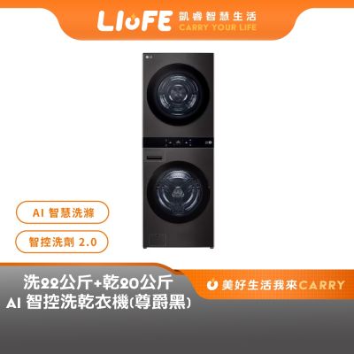LG樂金 WD-S2220B WashTower AI智控洗乾衣機 一體成型 尊爵黑