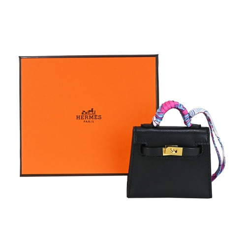 Hermes 愛馬仕Kelly Twilly Swift小牛皮吊飾(89黑/金釦) | 歐系