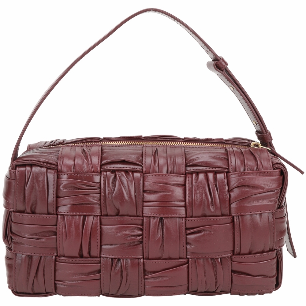 BV BOTTEGA VENETA 寶緹嘉Brick Cassette 皺摺小羊皮大格編織肩