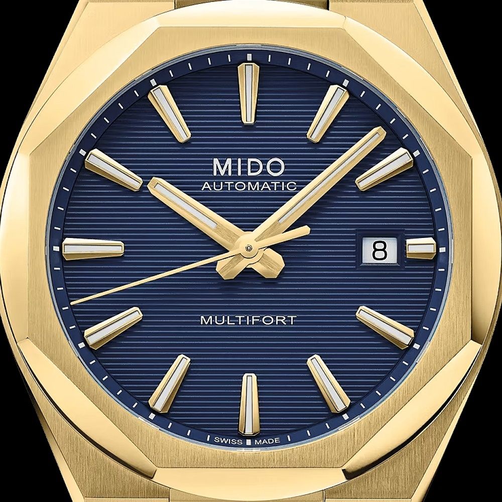 MIDO美度新款先鋒Multifort 8 One Crowns八角形PVD金色藍面40㎜ M6