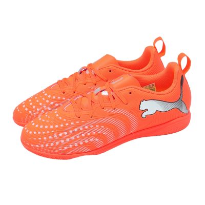 Puma 足球鞋 Future 9 Play IT JR 大童 女鞋 橘 灰 輕量 支撐 室內足球鞋 108927-01