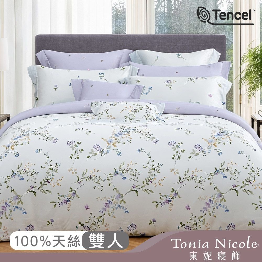 Tonia Nicole 東妮寢飾 晨曦花蹤80支環保印染100%萊賽爾天絲被套床包組(雙人)-活動品