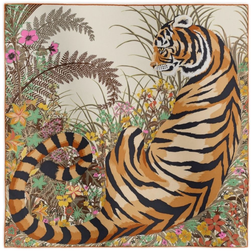 愛馬仕爆款老虎Tyger Tyger絲巾/方巾（70cmx70cm）