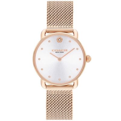 COACH 官方授權 Elliot 經典山茶花米蘭帶錶玫瑰金框-女錶(CO14504222)27mm
