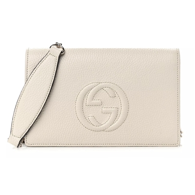 【GUCCI 古馳】598211 經典SOHO系列鍊帶WOC手拿/斜背包(白色)