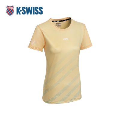 K-SWISS 排汗T恤 26SS PF TEE 8 W 吸濕排汗 短上衣 女短袖上衣 黃色 1913707-715