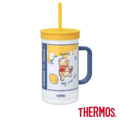 THERMOS膳魔師小熊維尼100週年可進洗碗機不鏽鋼真空吸管杯1000ml(TKHA-1000WP-HDLM)