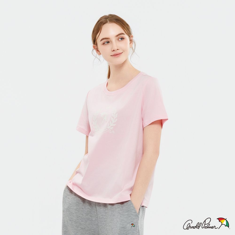 【Arnold Palmer 雨傘】女裝 經典大傘LOGO圓領T-shirt（粉紅色）