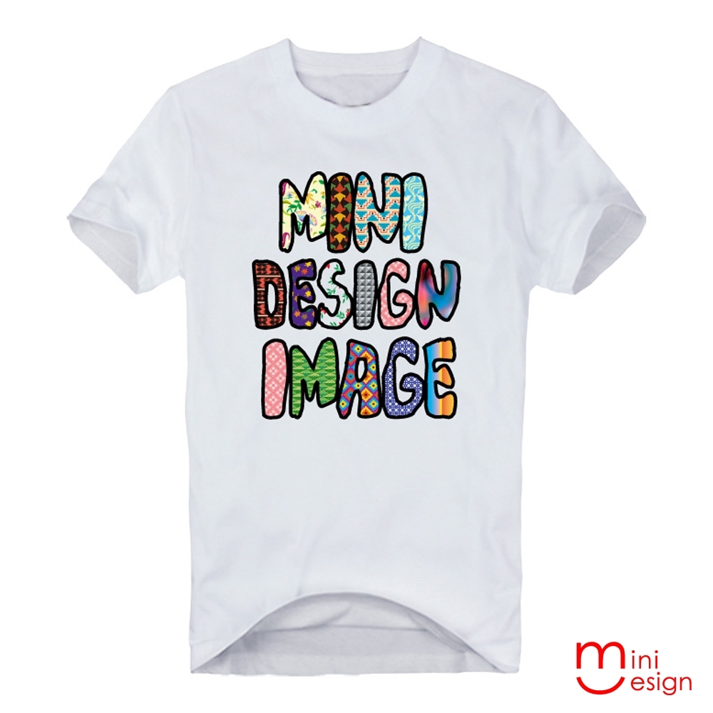 （男款）MINIDESIGN彩色字母潮流設計短T 三色-Minidesign (白色)
