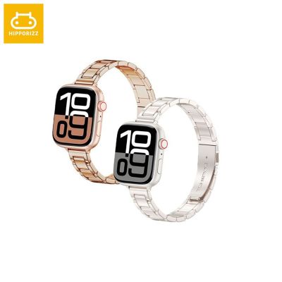 【Hipporizz】Apple Watch Glint 不銹鋼錶帶｜商務 防水 金屬 星光色 米蘭 可調節手錶帶