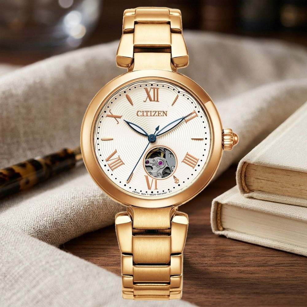 CITIZEN星辰 LADY'S系列 優雅鏤空機械腕錶 錶 手錶 送禮 32mm / PR1052-62A