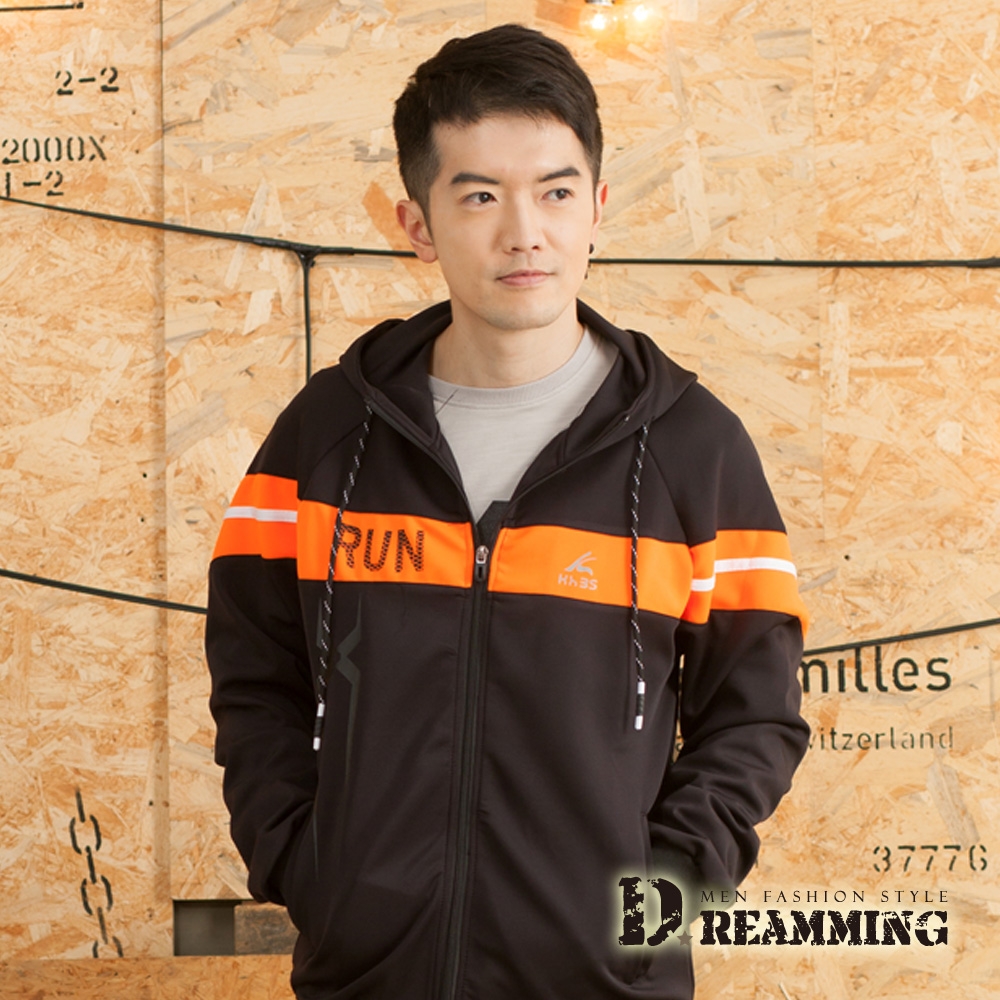 Dreamming 潮風炫目拼接休閒連帽運動外套-共二色 (黑色)