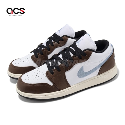 Nike Air Jordan 1 Low SE GS 大童鞋 女鞋 摩卡 藍 刺繡 AJ1 喬丹 FQ8156-142