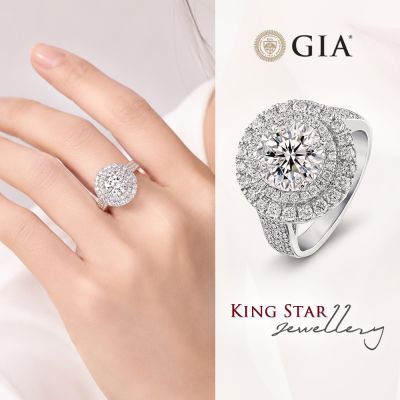 King Star GIA 1克拉鉑金台 天然鑽石戒指 燦爛(3 克拉視覺效果)