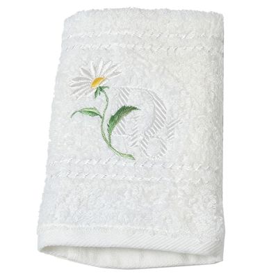 Christian DIOR 優雅白色雛菊刺繡圖騰LOGO方巾(33CM)