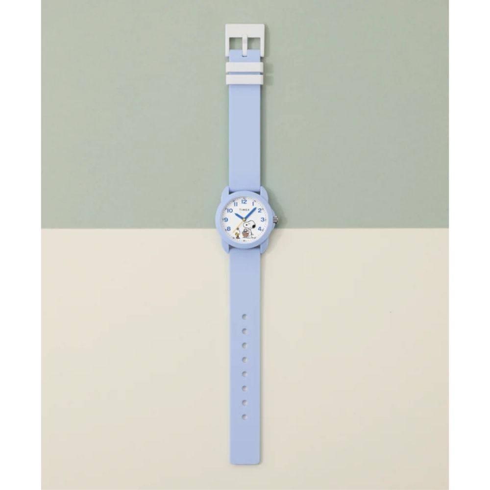 TIMEX 天美時 史努比聯名 30毫米 春日時光  輕量樹脂腕錶(寶寶藍 TXTW2Y51100)