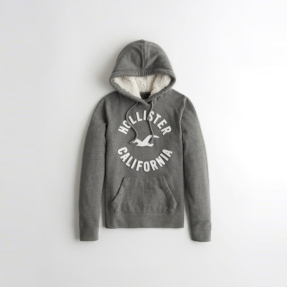 Hollister HCO 長袖 女 帽T  灰色 1086