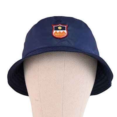BALLY 學院風標誌LOGO尼龍漁夫帽/遮陽帽(深藍)