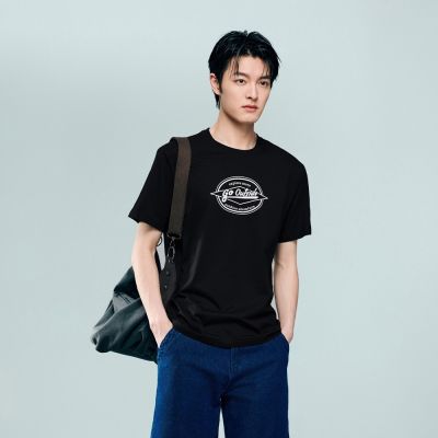 GIORDANO 男裝純棉字母印花圓領短袖T恤【多色任選】