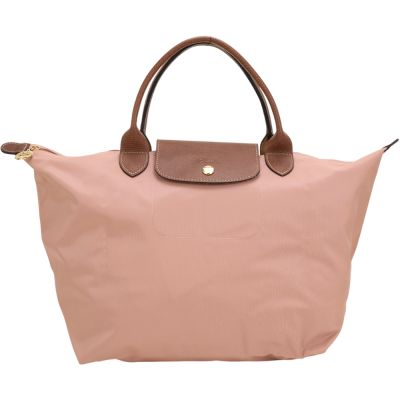 LONGCHAMP Le pliage 原創系列 短提把摺疊水餃包(M/紅茶粉)