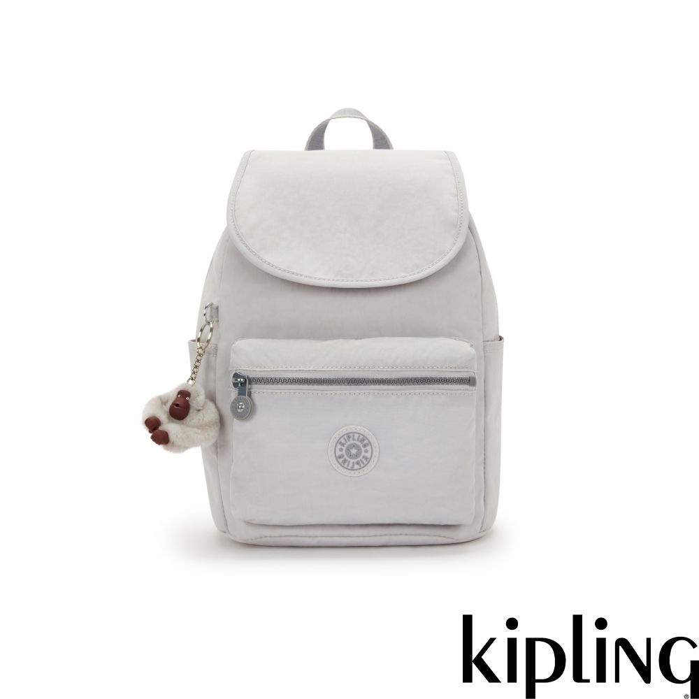 Kipling 冷霧灰翻蓋式雙肩後背包-EZRA S